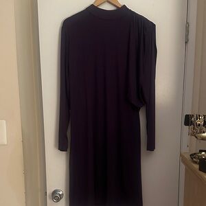 Ashley Stewart Plum Long-Sleeve High Neck Dress